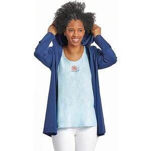Life is Good Crusher Flex Open Cardigan Sweater Long Sleeve Dusty Blue SZ M NWT
